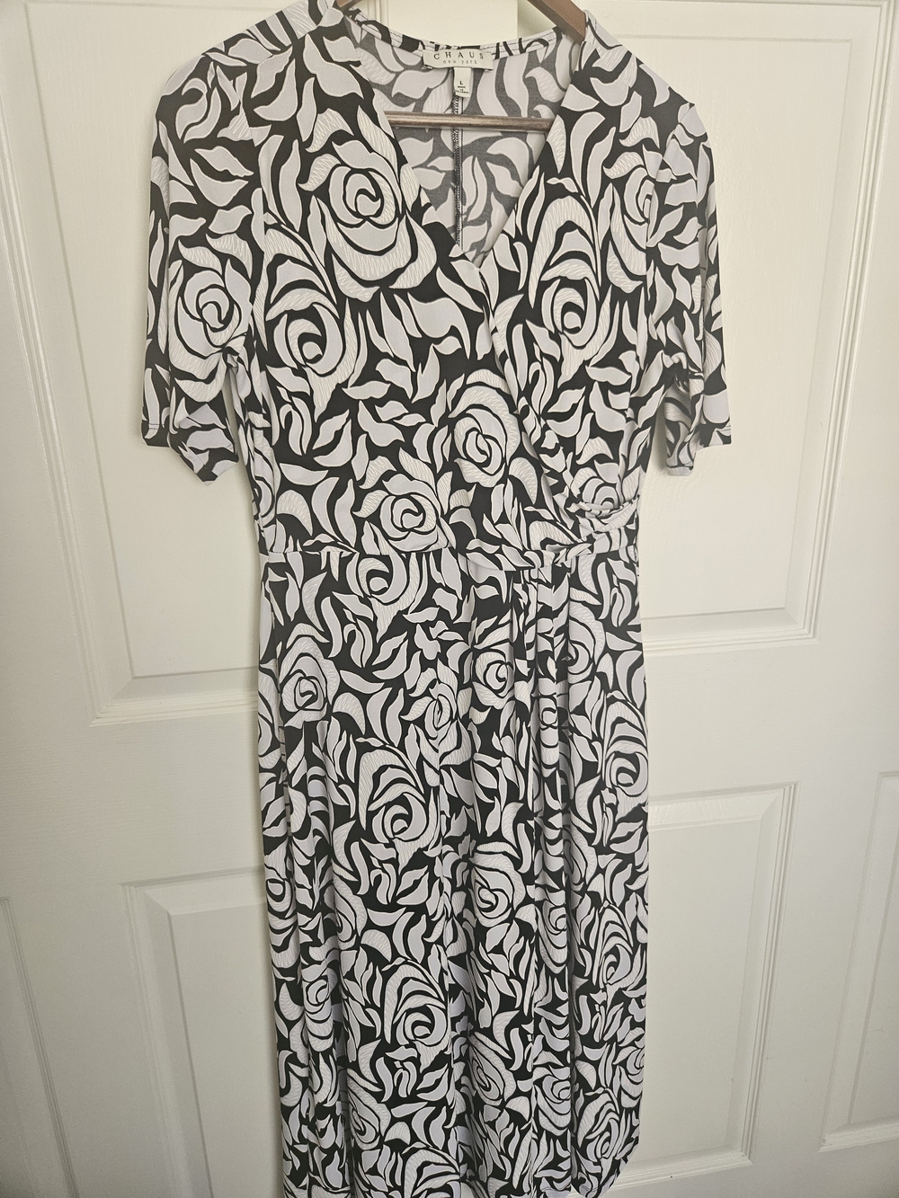 Black & White Floral Wrap Dress